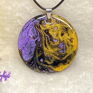 Hand Painted Iridescent Pendant Necklace
